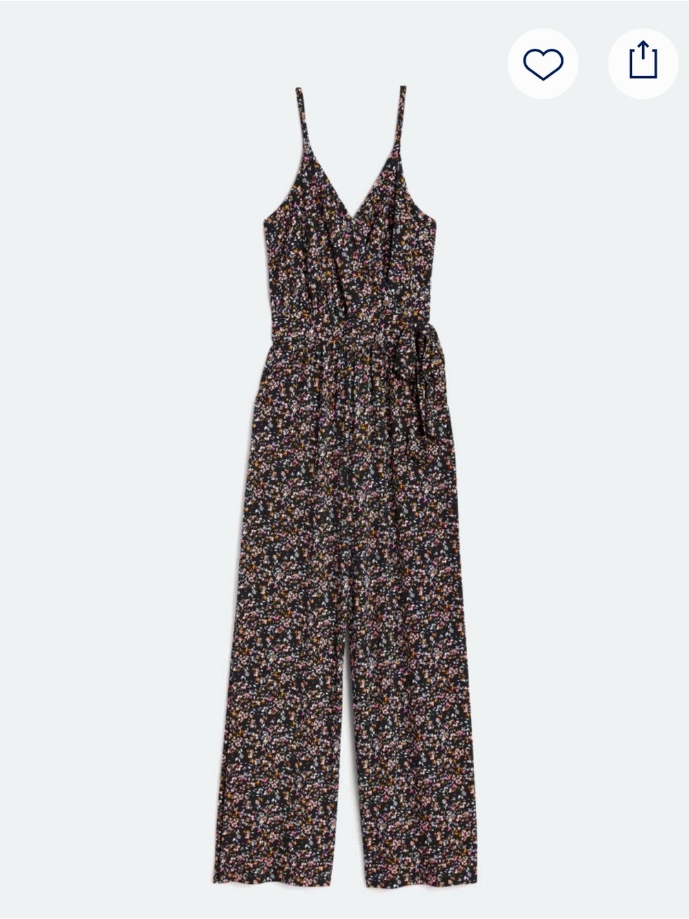 Kaileigh - V-Neck Black and Floral Patterned Jumpsuit